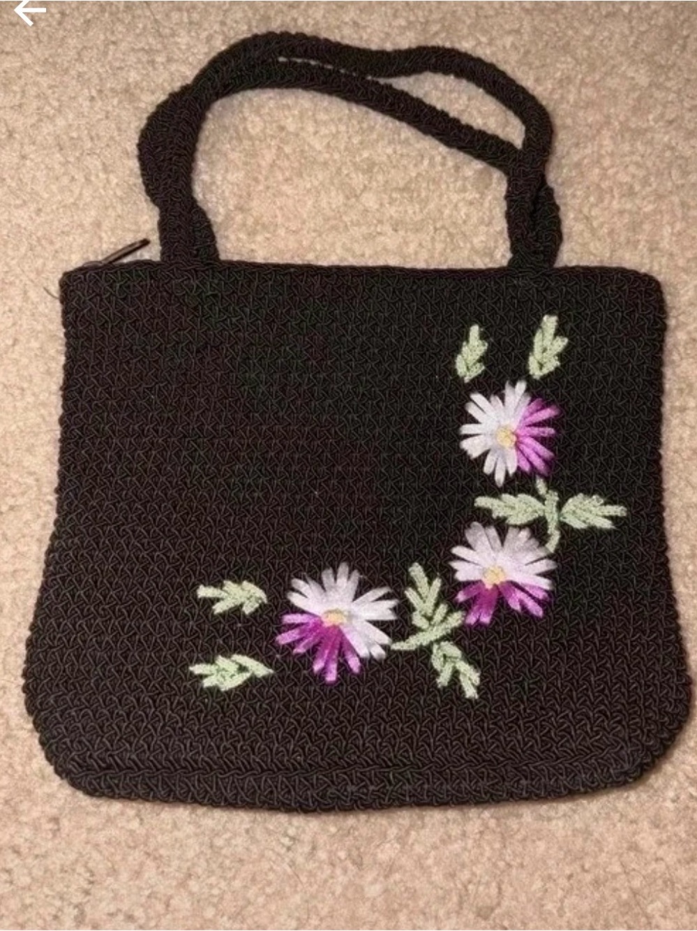 Black Floral Embroidered Women’s Hand Bag